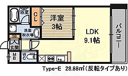 アーバンフラッツ西中島 1LDKの間取図画像