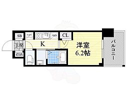 エステムコート新大阪13ニスタ 1Kの間取図画像