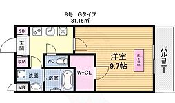 スプランディッド新大阪DUE 1Kの間取図画像