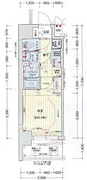 プレサンス淡路駅前 1Kの間取図画像
