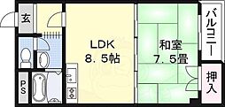 グランドハイツユタカ 1LDKの間取図画像
