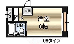 昭和グランドハイツ西三国 ワンルームの間取図画像