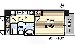 Sレジデンス新大阪リデンテ 1Kの間取図画像