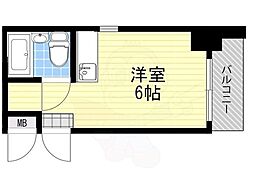 ダイドーメゾン上新庄 ワンルームの間取図画像