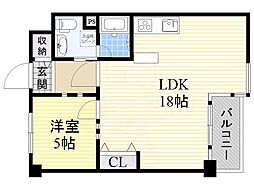 ロイヤルハイツ中尾 1LDKの間取図画像
