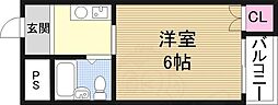 アヴァンス北大阪 ワンルームの間取図画像