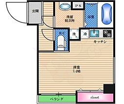 ファクト十三 ワンルームの間取図画像