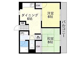 ニュー山田マンション 2DKの間取図画像