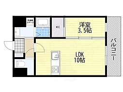 Alivis三国本町 1LDKの間取図画像