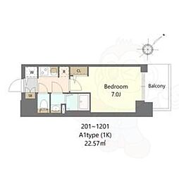 S-RESIDENCE上新庄beat 1Kの間取図画像