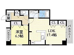 アクアスイート新大阪 1LDKの間取図画像