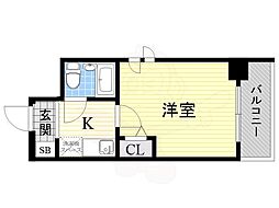 リーガル塚本 1Kの間取図画像