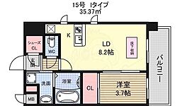スプランディッド新大阪DUE 1LDKの間取図画像