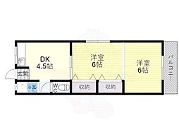 バーディハイツ 2DKの間取図画像
