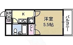 トーカン東淀川キャステール 1Kの間取図画像