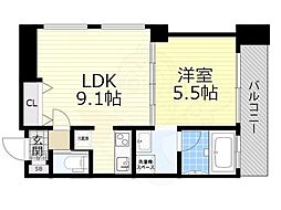アーバンフラッツ西中島 1LDKの間取図画像