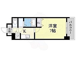 シャルマンパレ淡路 1Kの間取図画像