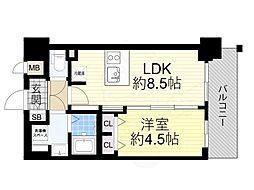 プレサンス新大阪ザ・シティ 1LDKの間取図画像