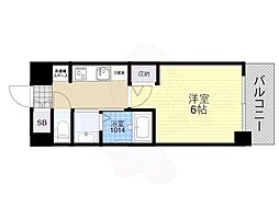 エステムコート難波ウエストサイド5アジュール 1Kの間取図画像
