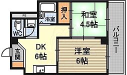 サンハイツ大阪屋 2DKの間取図画像