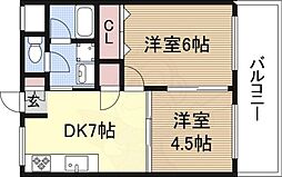 メティス有馬 2DKの間取図画像