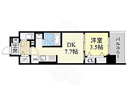 ラルシェパルク新大阪 1DKの間取図画像