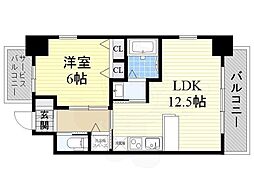 スプランディッド新大阪キャトル 1LDKの間取図画像