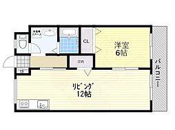 木川グリーンハイツPART2 1LDKの間取図画像