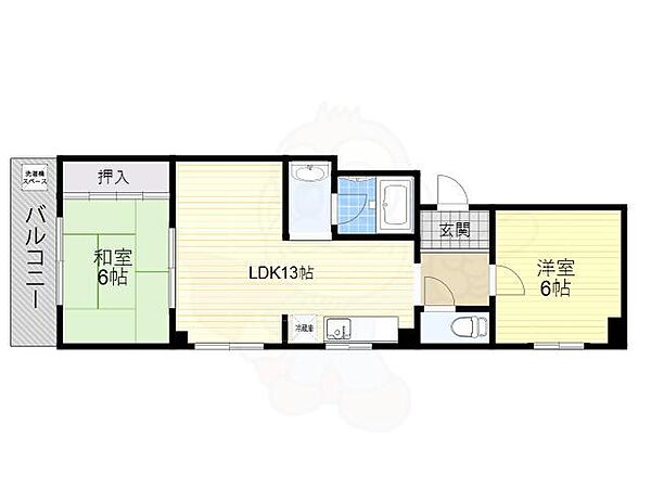 シャトー松山 ｜大阪府大阪市住之江区北加賀屋１丁目(賃貸マンション2LDK・4階・50.00㎡)の写真 その2