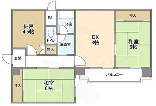 北畠西清川ビル ｜大阪府大阪市西成区玉出東１丁目(賃貸マンション2SDK・4階・61.53㎡)の写真 その2