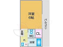 リヴァー住之江B棟 1Kの間取図画像