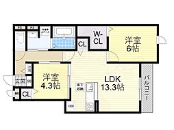 メゾン ド セリジエ 2LDKの間取図画像