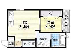 岩伸リバーコート住吉 1LDKの間取図画像