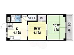 リアライズ北加賀屋 2DKの間取図画像