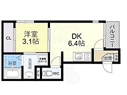 ハーモニーテラス御崎2 1DKの間取図画像