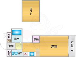 コスモレジデンス北加賀屋パート2 1Kの間取図画像