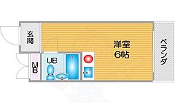 カルム加賀屋 ワンルームの間取図画像