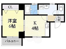 プラヤ住之江 1DKの間取図画像