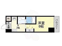 グランパシフィック花園北 1Kの間取図画像