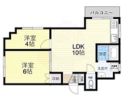 シティーライフ帝塚山 2LDKの間取図画像