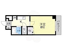 フルーレ住之江 1Kの間取図画像