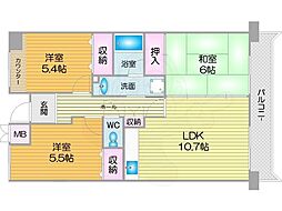 ボヌール御崎 3LDKの間取図画像