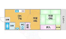 コーポ住之江 1LDKの間取図画像