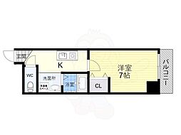 クリスタルハイツ玉出 1Kの間取図画像