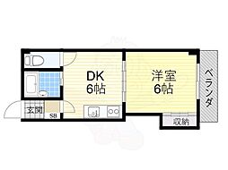 アレマーナ北加賀屋 1DKの間取図画像