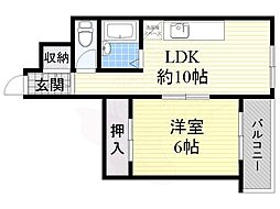 エバーグリーン 1LDKの間取図画像