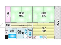 レナジア住之江公園前 2DKの間取図画像