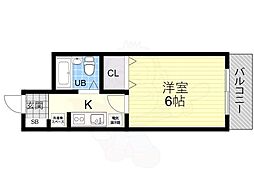 バローレ住之江 1Kの間取図画像