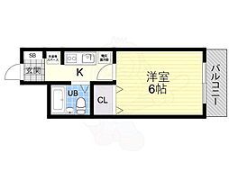 バローレ住之江 1Kの間取図画像