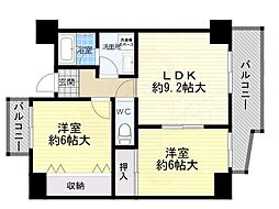サイプレス住之江 2DKの間取図画像